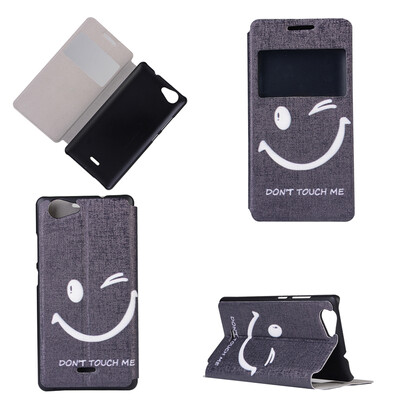 

Naughty Smile Design PU Leather Flip Cover Wallet Card Holder Case for Wiko Pulp