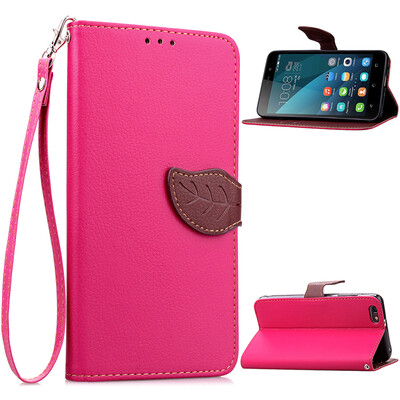 

Pink Design PU Leather Flip Cover Wallet Card Holder Case for Huawei Honor 4X