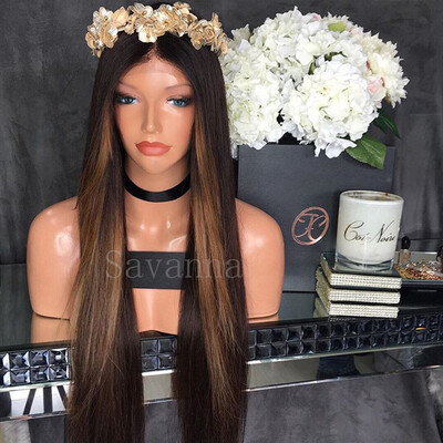 

Highlight Silky Straight Brazilian Virgin Hair Full Lace Human Hair Wig Soft And Thick Glueless Lace Front Wigs For Black Women
