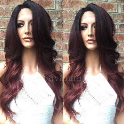 

High Quality Brazilian Virgin Full Lace Wig #1bTred Ombre Lace Front Human Hair Wig Glueless Ombre Red Body Wave Human Hair Wigs
