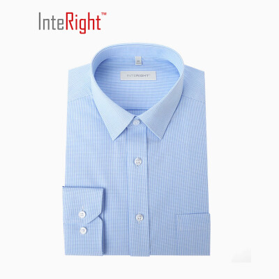 

INTERAY machine washing free iron business men long sleeve shirt blue&white pattern 42 yards