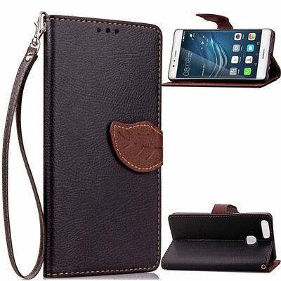 

Black Design PU Leather Flip Cover Wallet Card Holder Case for Huawei P9 Plus