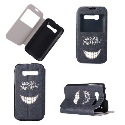 

Smiling Teeth Design PU Leather Flip Cover Wallet Card Holder Case for Alcatel One Touch Pop C5