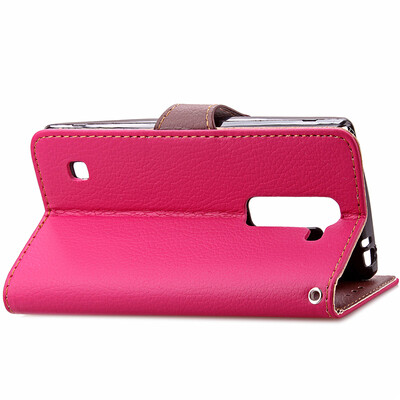 

Red Design PU Leather Flip Cover Wallet Card Holder Case for LG Spirit 4G