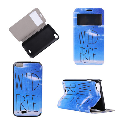 

Wild Free Design PU Leather Flip Cover Wallet Card Holder Case for Wiko Lenny