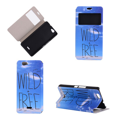 

Wild Free Design PU Leather Flip Cover Wallet Card Holder Case for Wiko Getway