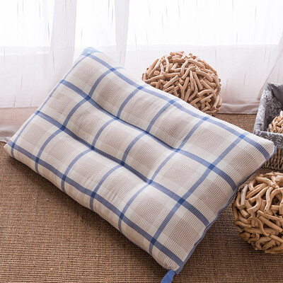 

Yingxin pillow core textile cotton washed cotton pillow washable high elastic neck fiber pillow green small lattice 46 72cm