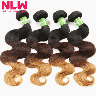 

NLW 10A Brazilian virgin human hair 4 bundles Body wave hair extensions Ombre T1B427 Hair color