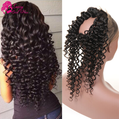 

Deep Wave Pre Plucked 360 Lace Frontal Peruvian Deep Curly Remy Hair 130 Density Lace Frontal Closure 100 HumanHair