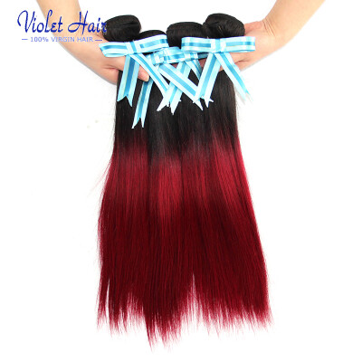 

violet hair unprocessed human virgin straight hair 3 bundles two tone Tb/burgundy color braiding hair ombre straight hair 300g