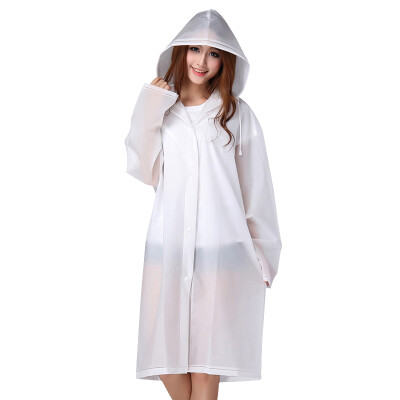 

Gaga Lin outdoor fashion EVA translucent scrub sense of adult raincoats poncho men long section with cap JH01 transparent white M