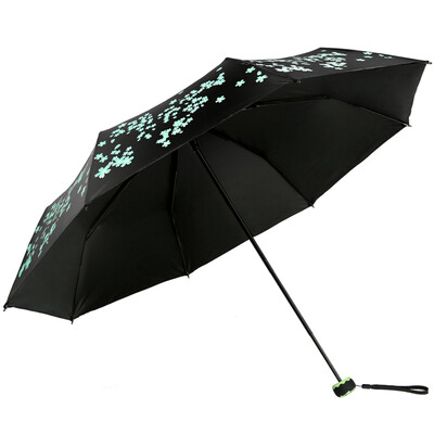 

Paradise Umbrella UPF50 Full Blackout Bright Silk Cherry Blossom Tri-Fold Sun umbrella Sunny Sunshine 31824E Green