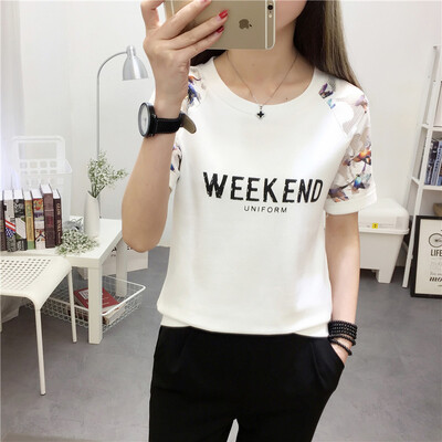 

VIVAHEART Han Fan casual printing wild short-sleeved T-shirt half-sleeved women's tide VWTD174231 white M