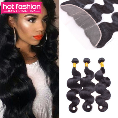 

Malaysian Hair Body Wave Bundles With Frontal 3 Bundles With Frontal 8A Grade Virgin Unprocessed Human Hair With Frontal Good