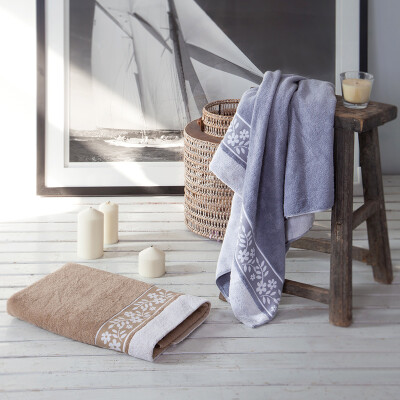 

Lanxu (LENCIER) bath towel home textile five-star hotel cotton and linen blended jacquard towel cotton to increase the couple bath towel coffee color 600g 150 * 80cm