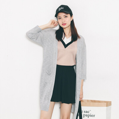 

VIVAHEART Linen Loose Knit Sweater Cardigan Long Sleeve Shirt Women VWYC172442 Gray One Size