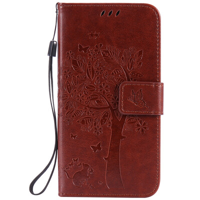 

Brown Tree Design PU Leather Flip Cover Wallet Card Holder Case for HUAWEI Y6