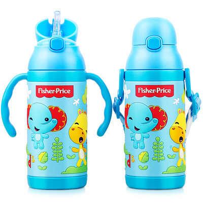 

Fisher-Price cup children's straw cups male and female students stainless steel kettle dual-use set to send back with 400ML blue