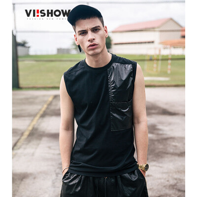 

Вэй Xiu viishow жилет мужское покрытие сшивание хлопок мужчин широкий плеча спорта жилет талия волна прилива BC15341721 черный M