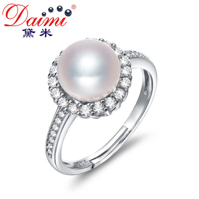 

Demi Jewelery Qian Li Qiang Glossy White Freshwater Pearl Ring Adjustable S925 Silver 8-9mm