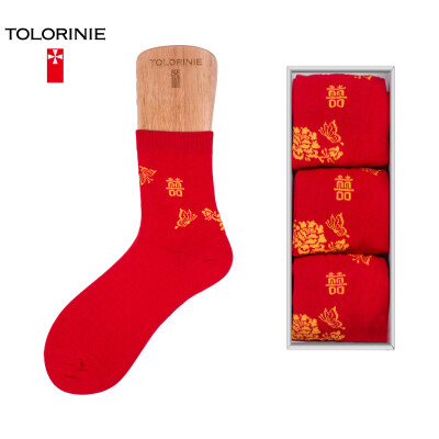 

TOLORINIE casual female socks combed cotton year socks red festive socks Hongfu socks&socks in the socks socks autumn&winter 3 double K0120M9110