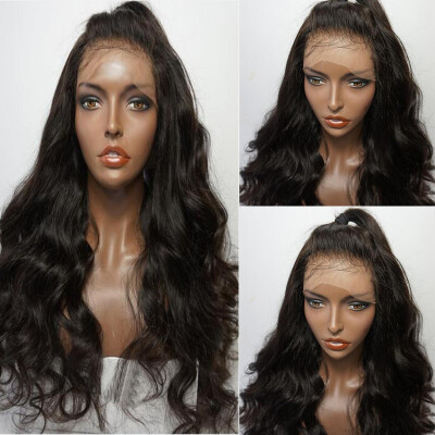 

Free part lace front human hair wig with natural hairline glueless lace front wavy wig with baby hair