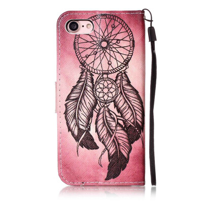 

Maroon Wind Chimes Design PU Leather Flip Cover Wallet Card Holder Case for Apple iPhone 7