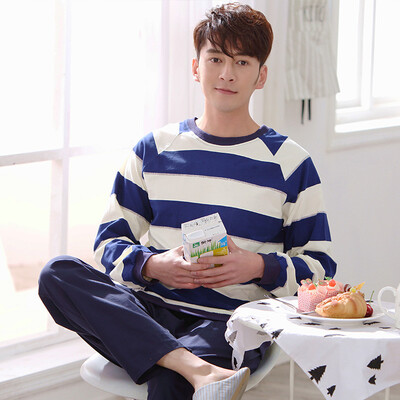 

Antarctic men&39s pajamas cotton pajamas home service can wear long sleeves sets of cotton leisure home service suit men&39s large crossbar XXXL