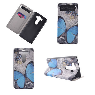 

Blue Butterfly Design Кожа PU откидной крышки Кошелек для карты памяти Чехол для LG V10/H968