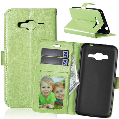 

Green Style Classic Flip Cover with Stand Function and Credit Card Slot for Samsung Galaxy J3 2016/J320