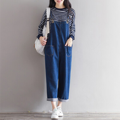 

City Plus CITYPLUS Artistic Retro Casual Loose Siamese Necklace Leggings Cowboy Belt Pants CWKN173358 Blue M