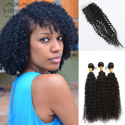 

Cheap Peruvian Hair 3 Bundles With Closure Ccollege Company Peruvian Kinkly Curly Hair Extension With Lace Closure Big Promotion