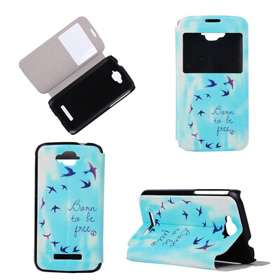 

Flying Birds Sky Design PU кожа флип Обложка Кошелек Карты Держатель чехол для Alcatel One Touch Pop C7