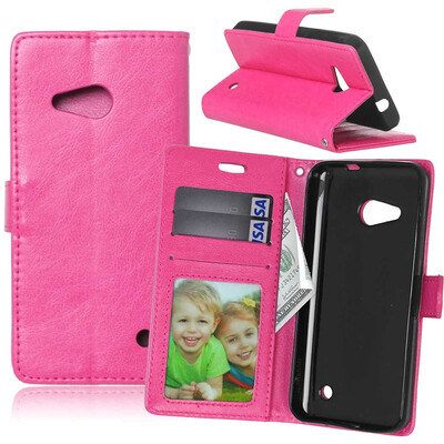 

Rose red Style Classic Flip Cover with Stand Function and Credit Card Slot for Microsoft Lumia 550