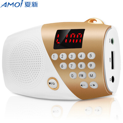 

Amoi V8 Digital Display Mini Card Аудио сабвуфер Портативный USB-телевизор с квадратным танцем Старые FM-радио Walkman Audible Speaker (Gold)