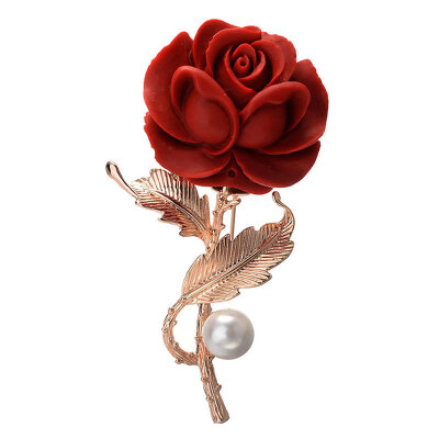 

Yoursfs@ New Style Camellia Flower Stick Pin Brooch for Women Fashion Simulation Pearl Lapel Pin Jewelry Accessories