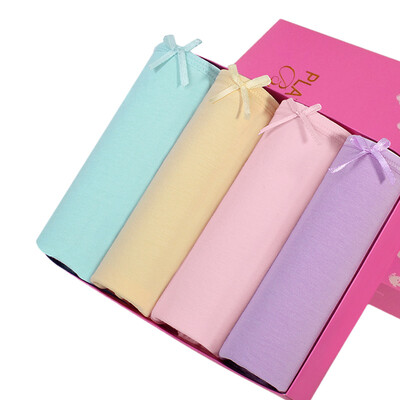 

Playboy 3955 Женское нижнее белье Хлопчатобумажные поножи Женское треугольное нижнее белье Штаны для талии Женщины 4шт Светло-фиолетовый тройник Multicolor L