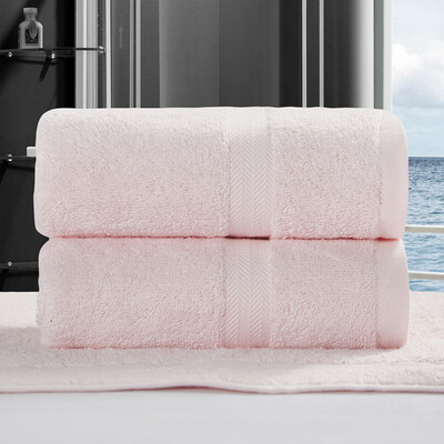 

Yamen amain towel home textile five-star hotel cotton towel 2 pieces to increase the thickened cotton linen pink 180g Article 76 46cm