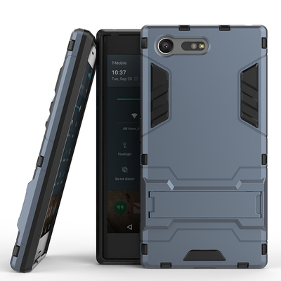 

Dark blue Slim Robot Armor Kickstand Shockproof Hard Rugged Rubber Back Case For SONY Xperia X Compact