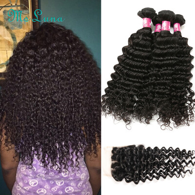 

Brazilian Curly Hair With Closure 4 Bundles Brazilian Deep Wave Curly Brazilian Virgin Hair With Closure Curly Weave Human Hair
