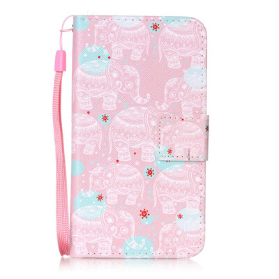 

Pink Elephant Design PU Leather Flip Cover Wallet Card Holder Case for Moto ROKR E2
