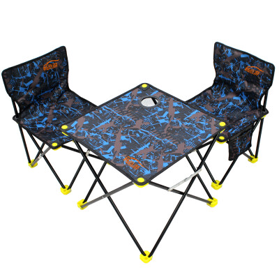 

Easy Tour camping outdoor folding table&chair three-piece self-driving equipment portable barbecue fishing picnic chair blue camouflage