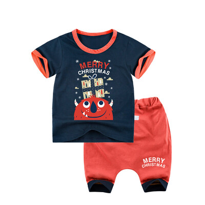 

Yue Tong Lai children's suit summer boy short-sleeved T-shirt harem pants summer suit Y1916 Christmas monster 90