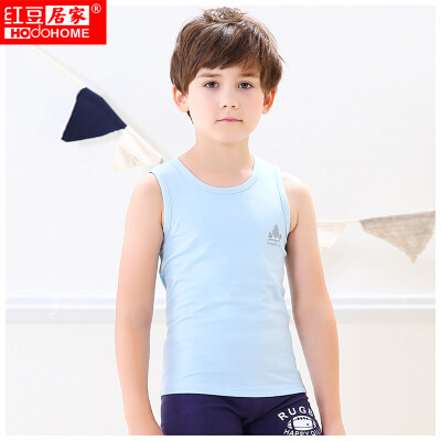 

Red beans home Hodohome children vest boys in the big child cotton stretch sleeveless T-shirt light blue 17095