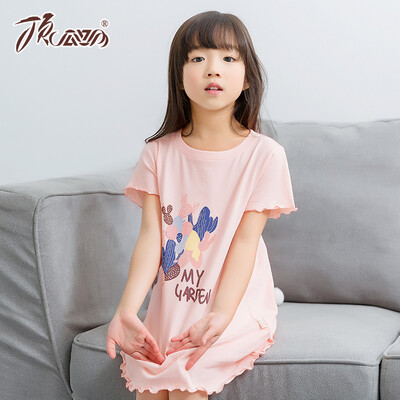 

【 】 top melon melon (dingguagua) children pajamas girls night skirts summer cotton short-sleeved round neck girls home skirt 86019 pink 90
