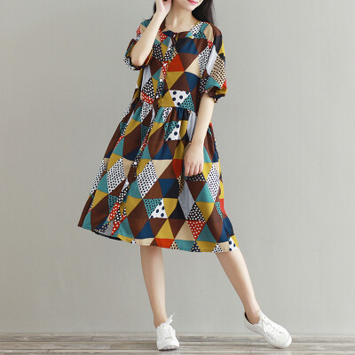 

CITYPLUS Arts&Senality Department of geometric printing loose five sleeves dress CWQZ172452 red