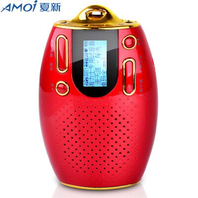 

Amoi V5 портативный дисплей сабвуфер карта аудио мини стерео громкоговоритель радио запись плеер аудио колонки (красный золотой)