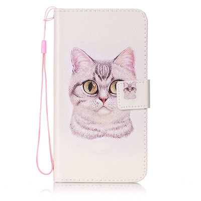 

Короткие волосы Cat Дизайн PU кожа флип Обложка Кошелек Карты Держатель чехол для LG LS775