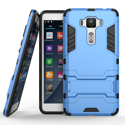 

Blue Slim Robot Armor Kickstand Shockproof Hard Rugged Rubber Back Case For ASUS ZenFone 3 Deluxe ZS550KL