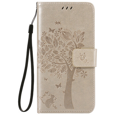 

Gold Tree Design Кожа PU флип крышки Кошелек Карты Держатель чехол для SONY M5